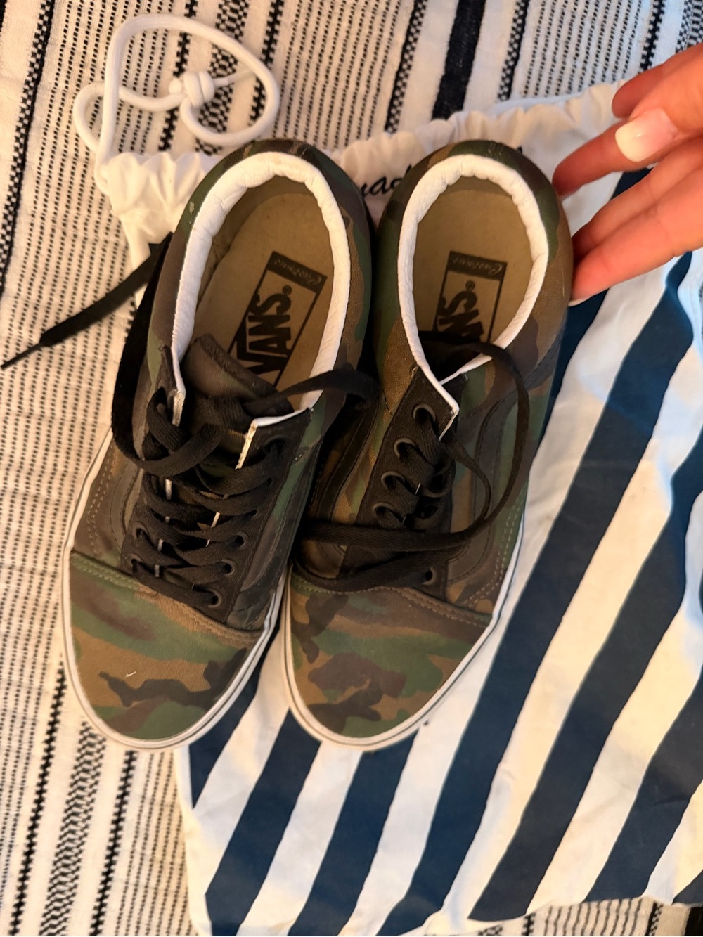 Vans Green & Brown Camo Low-Top Sneakers custom